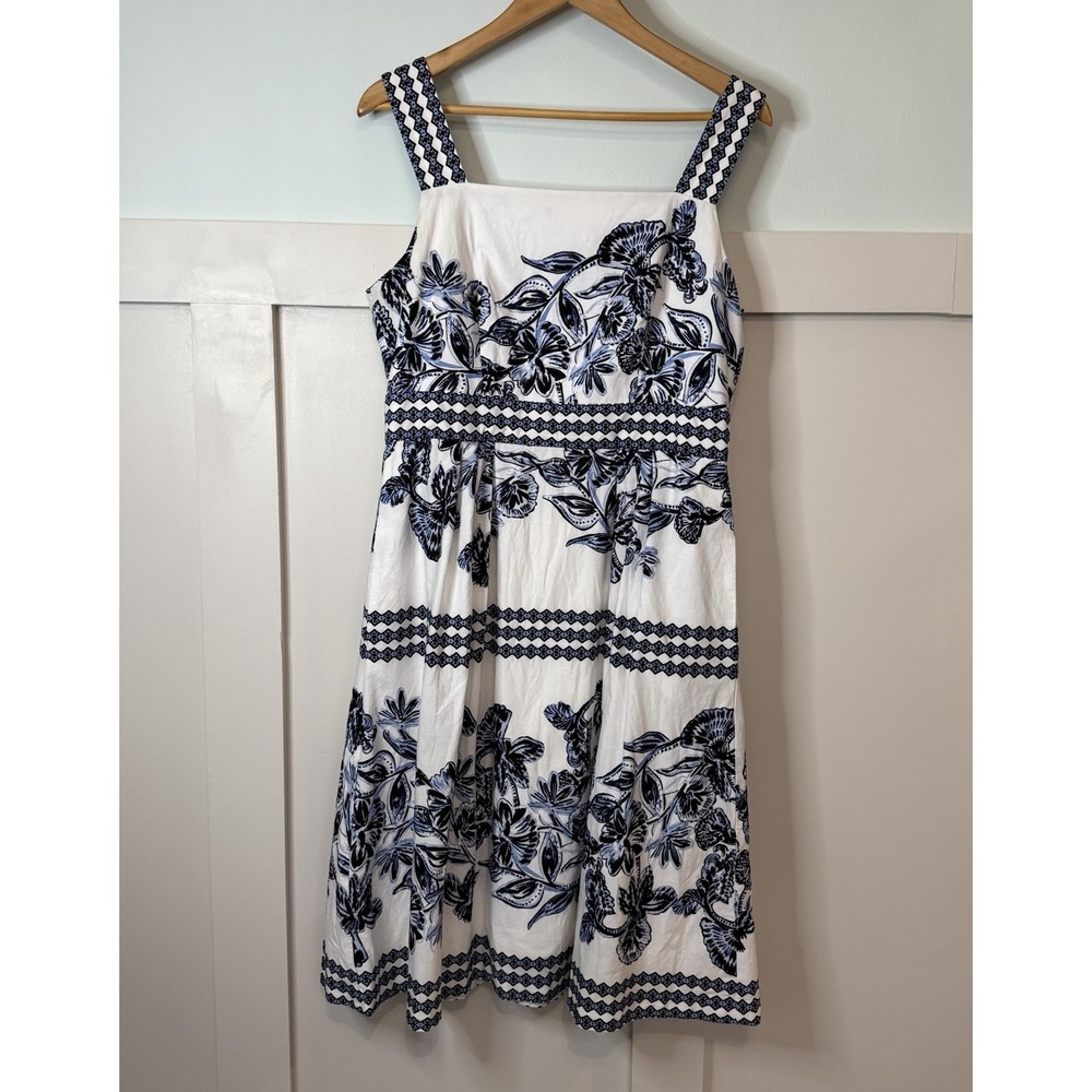 Vince Camuto Dress Women's Sz 14 Floral Cotton Old Money Sundress Lined‎ READ